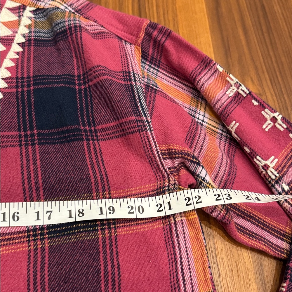 Free People Nordic Chill Plaid Flannel oversized Shirt Jacket size Small - Picture 8 of 11
